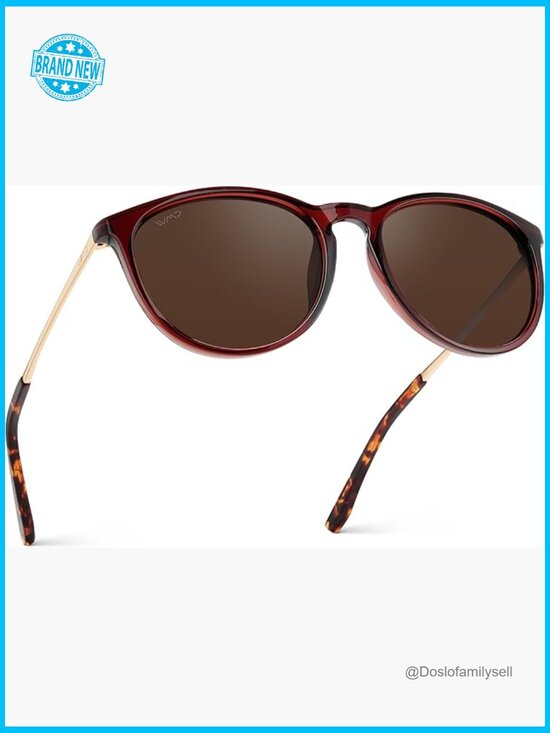 Retro Round Polarized Sunglasses Lightweight Frame Vintage Style UV Protection main image 6